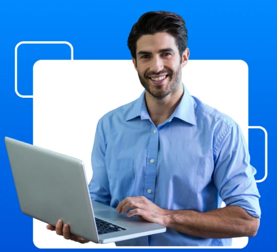 Business owner using ValueSoft on a laptop